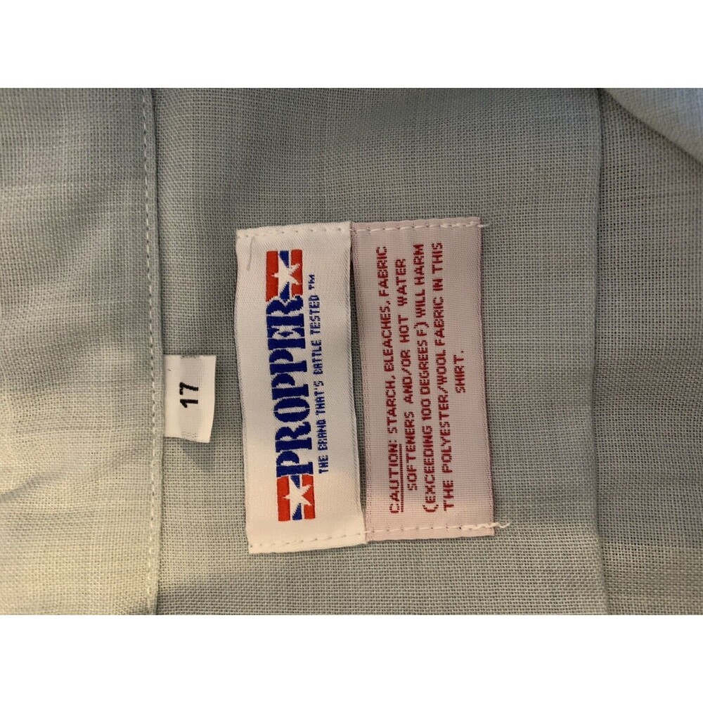Propper Mens Short Sleeve Shirt Size 17 Light Green Button Up Pockets - Picture 3 of 4